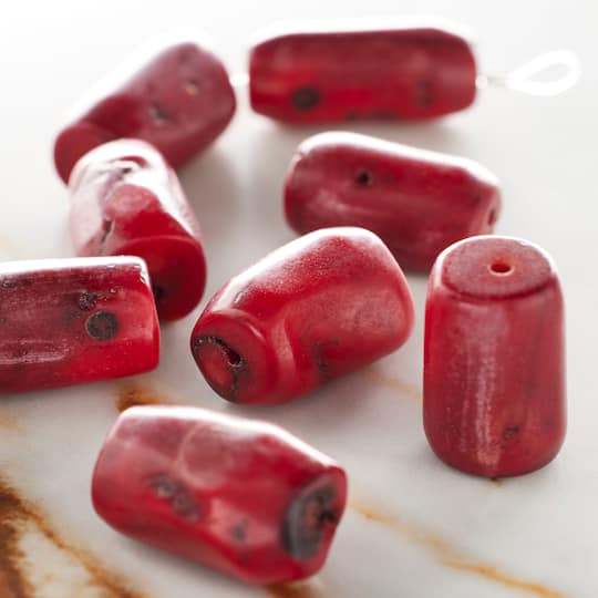 Red Dyed Sponge Coral Tube Beads by Bead Landing™